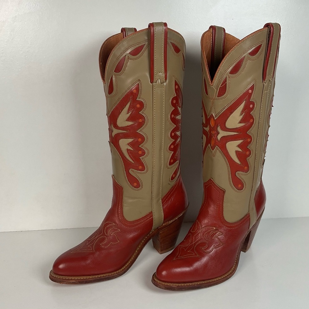 Vintage Capezio Butterfly Cowgirl Boots | Tooled Inlays | USA Made | Women’s 8 M